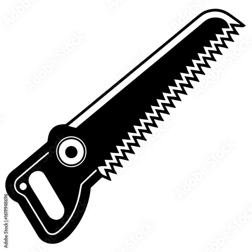 Black Silhouette of a Hand Saw.