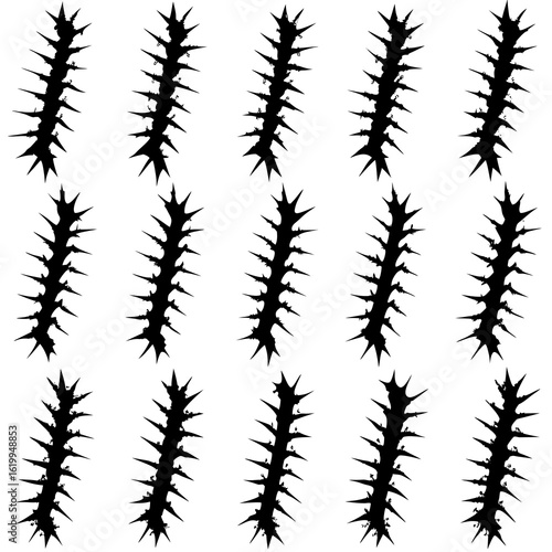 Black Thorny Plant Stems Pattern.