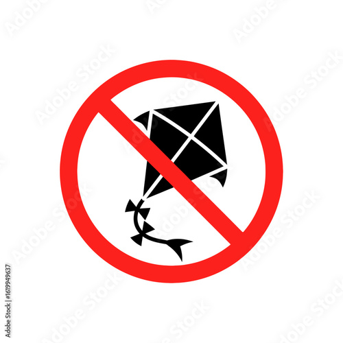 No Kites Allowed Prohibition Sign with Kite Illustration