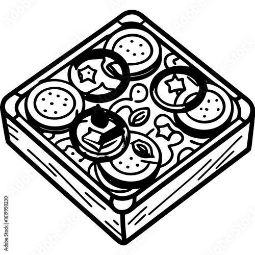 Delicious Food Illustration in a Square Box.