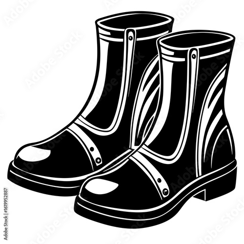 Pair of Black Rubber Boots.