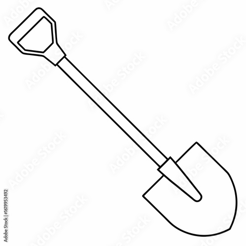Simple Line Drawing of a Garden Shovel.