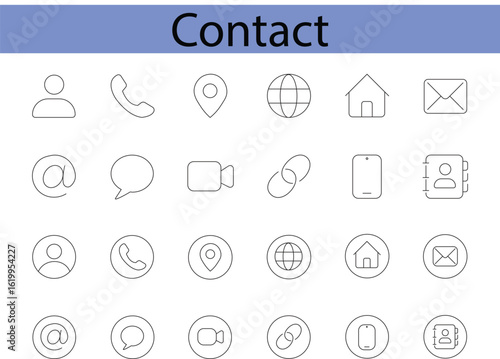 Collection of Contact Icons in Line Style