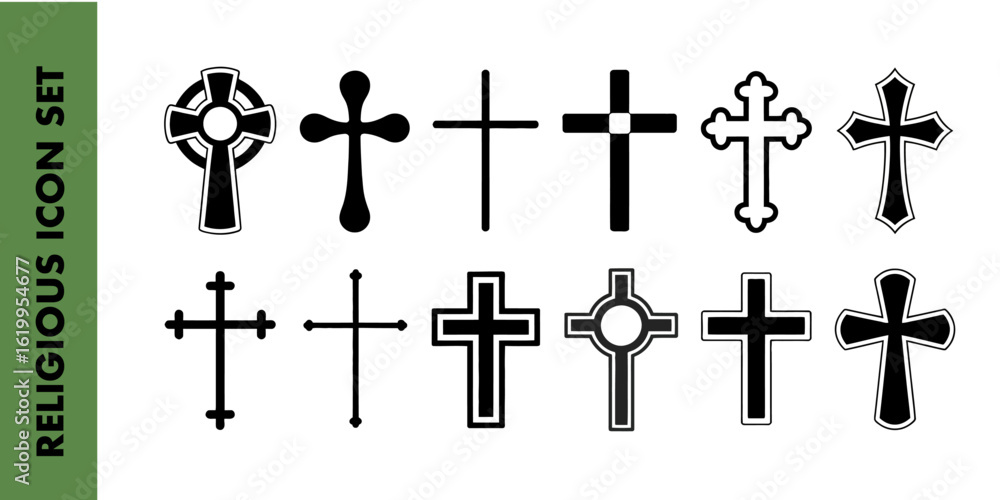 Variety of cross designs in black and white style for religious and artistic illustrations decor Variety of cross designs in black and white style for religious and artistic illustrations decor