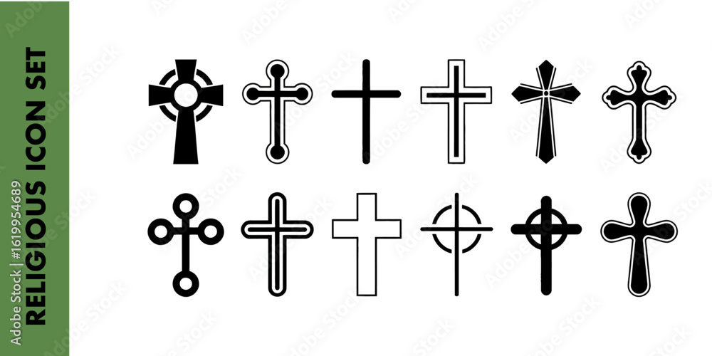 Variety of cross designs in black and white style for religious and artistic illustrations decor Variety of cross designs in black and white style for religious and artistic illustrations decor