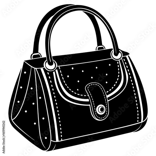 Stylish Black Handbag with Decorative Details.