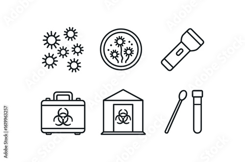 straight perfect stroke icon mono icons style isolated mold spore cluster mold growth culture mold inspection mold remediation kit mold containment tent mold testing swab
