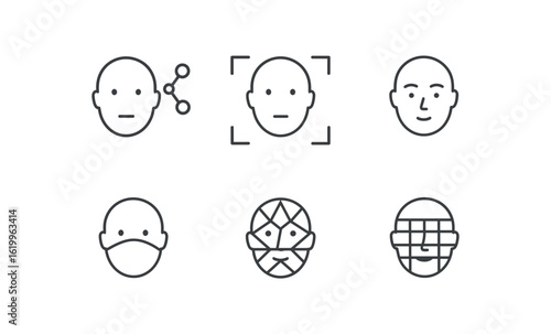 straight perfect stroke icon mono icons style isolated recognition algorithm detection bo landmark model mask overlay mesh teture map
