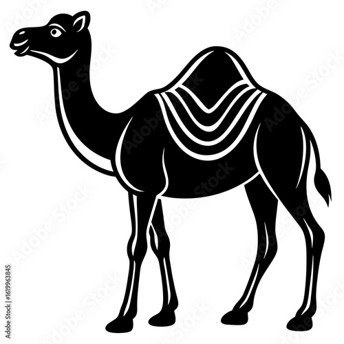 Stylized Black Silhouette of a Camel.