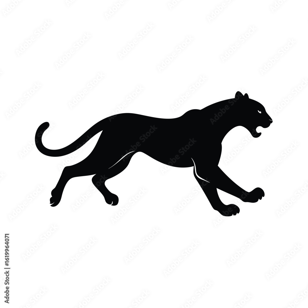 Fototapeta premium Black silhouette of a cheetah running Vector illustration