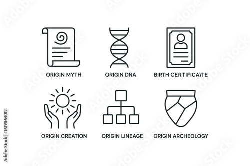 straight perfect stroke icon mono icons style isolated origin myth scroll origin DNA heli origin birth certificate origin creation diag origin chart origin archeology shard