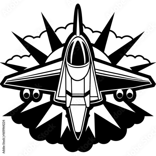 Stylized Jet Fighter with Explosive Background.