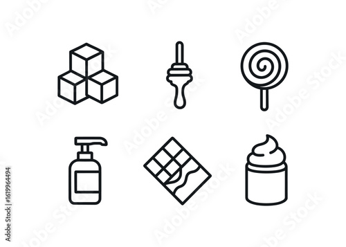 straight perfect stroke icon mono icons style isolated sweetness sugar sweetness honey drizzle sweetness candy swirl sweetness syp pump sweetness chocolate bar sweetness marshmallow fluff