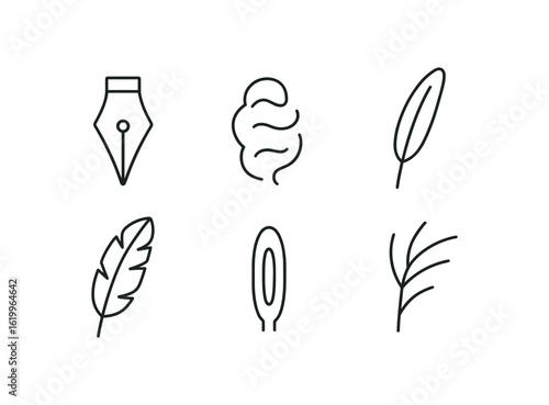straight perfect stroke icon mono icons style isolated quill pen tip jacket filling feather boa strand plume assembly calamus shaft section vane hooklet cluster