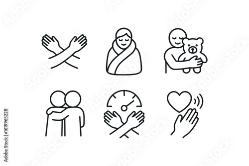straight perfect stroke icon mono icons style isolated hugs hugs blanket wrap hugs teddy pillow hugs embrace hugs squeeze meter hugs sture sensor