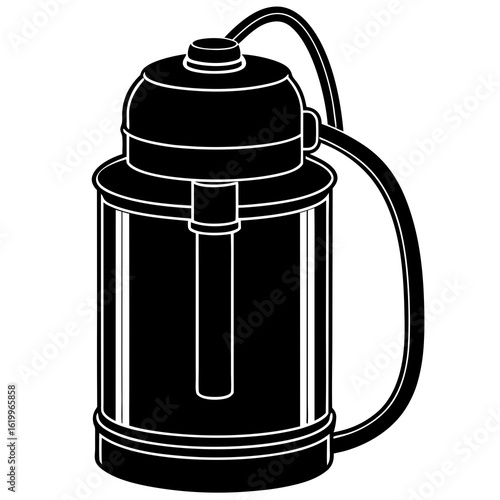 Vintage Thermos Flask with Handle and Hose.