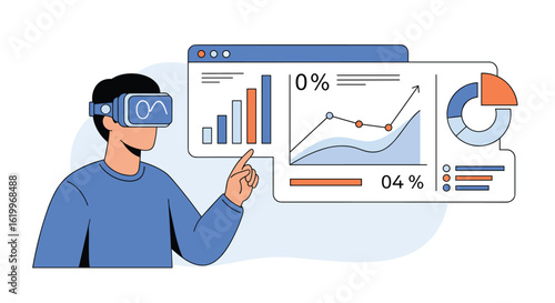 Analyzing complex data visualizations and financial trends using immersive virtual reality technology for business insights