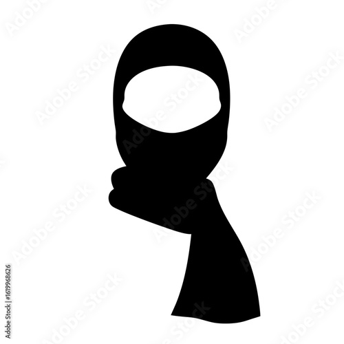 Silhouette of a person wearing a black balaclava covering the head