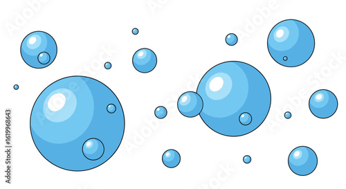 Capturing the dynamic dance of luminous blue bubbles rising through clear liquid in a visually engaging abstract composition