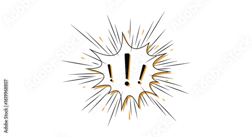 A dramatic burst of attention grabbing exclamation marks signaling an urgent alert or important announcement