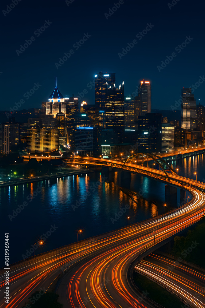 Fototapeta premium Night City Reflections