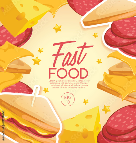 fast food team plate vector 