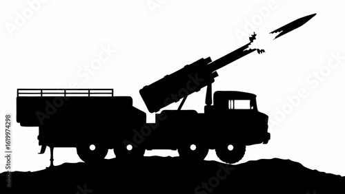 Missile Firing Military Truck Silhouette