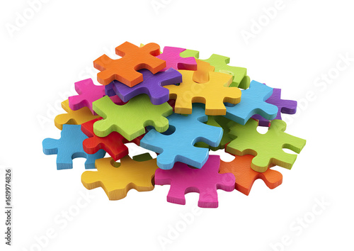 A vibrant pile of colorful jigsaw puzzle pieces (1)