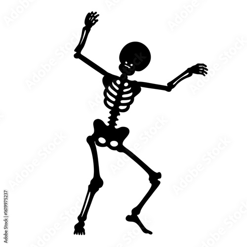 Dancing Skeleton Silhouette Illustration for Halloween Celebrations and Spooky Decorations