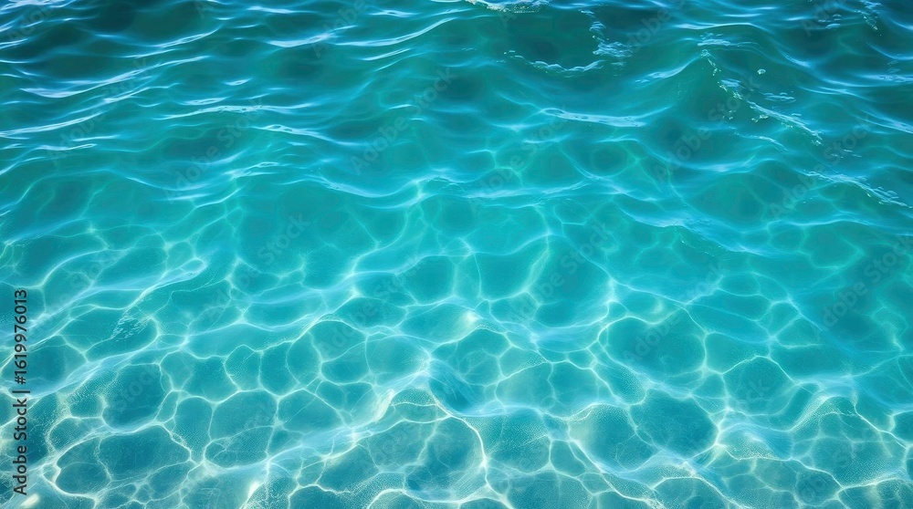 Obraz premium Sunlit turquoise water with subtle waves creating a luminous patterned effect on the surface