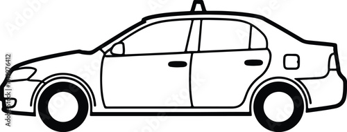 Silhouette taxi cab line art urban transport vector Illustrator