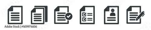 Document icons. Glyph solid style series
