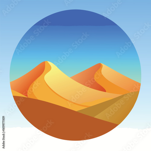 3D Realistic Sand Dunes Landscape with Hills and Harsh Sunlight Illustration
