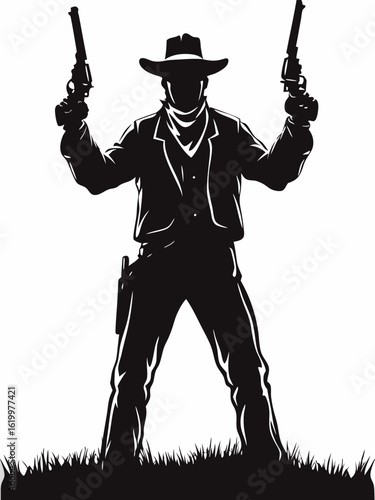 Western Cowboy Dual Pistols Silhouette
