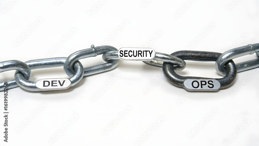 Obraz premium DevSecOps Integration Security Automation Secure Links labeled 
