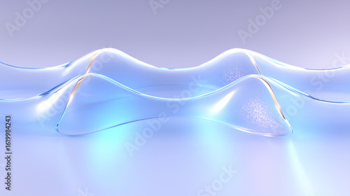 Abstract Wavy Glass Surface with Light Reflections