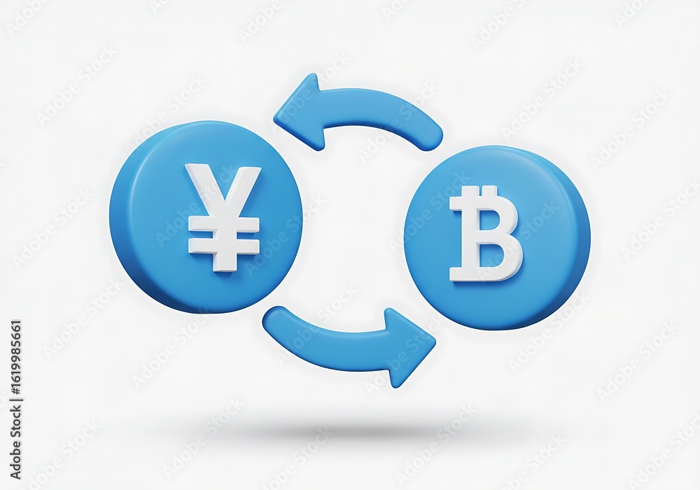 Fototapeta premium Yen to Bitcoin: Digital Exchange