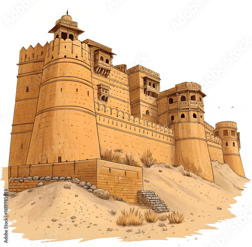 illustration of Jaisalmer Fort Rajasthan generative ai