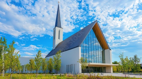 Plakat Modern church building with steeple