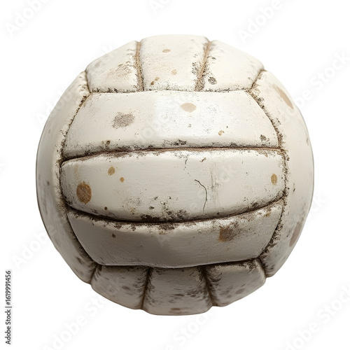 Well used vintage volleyball, showing wear from many energetic games and fun play