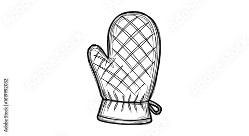 Kitchen mitten sketch in black and white design  