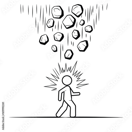 Person facing a meteor shower with radiating energy