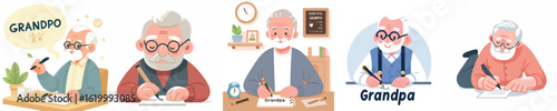vector character grandfather is writing