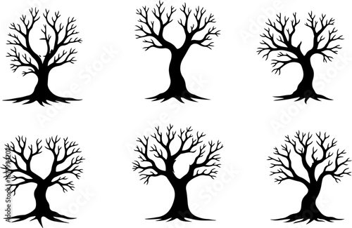 Set of trees silhouettes, tree, nature, branch, vector, silhouette, leaf, illustration, plant, spring, autumn, design, season, summer, flower, trunk, winter, art, wood, black, ecology, garden, environ