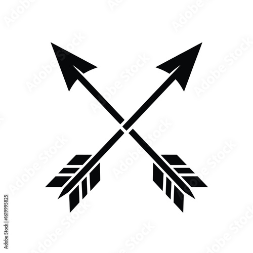 Two crossed black arrows symbol