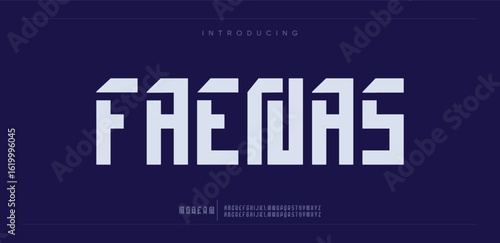Faenas  Elegant luxury alphabet font logo. Typography technology, electronic, movie, digital, music, future, logo creative font.