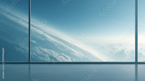 Futuristic Room with Earth View