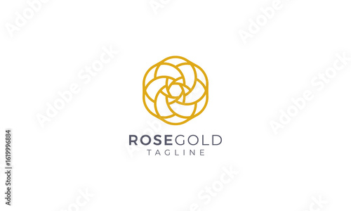 Rose gold flower logo vector design