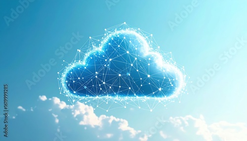 Abstract Digital Cloud Graphic Against Light Blue Sky