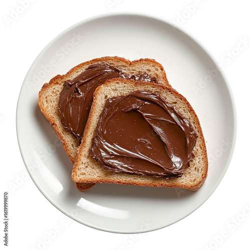 Sliced bread with chocolate spread, isolated on a white background, png, transparent